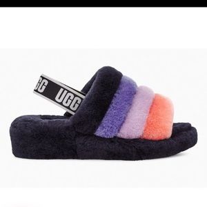 Black purple pink ugg slides women